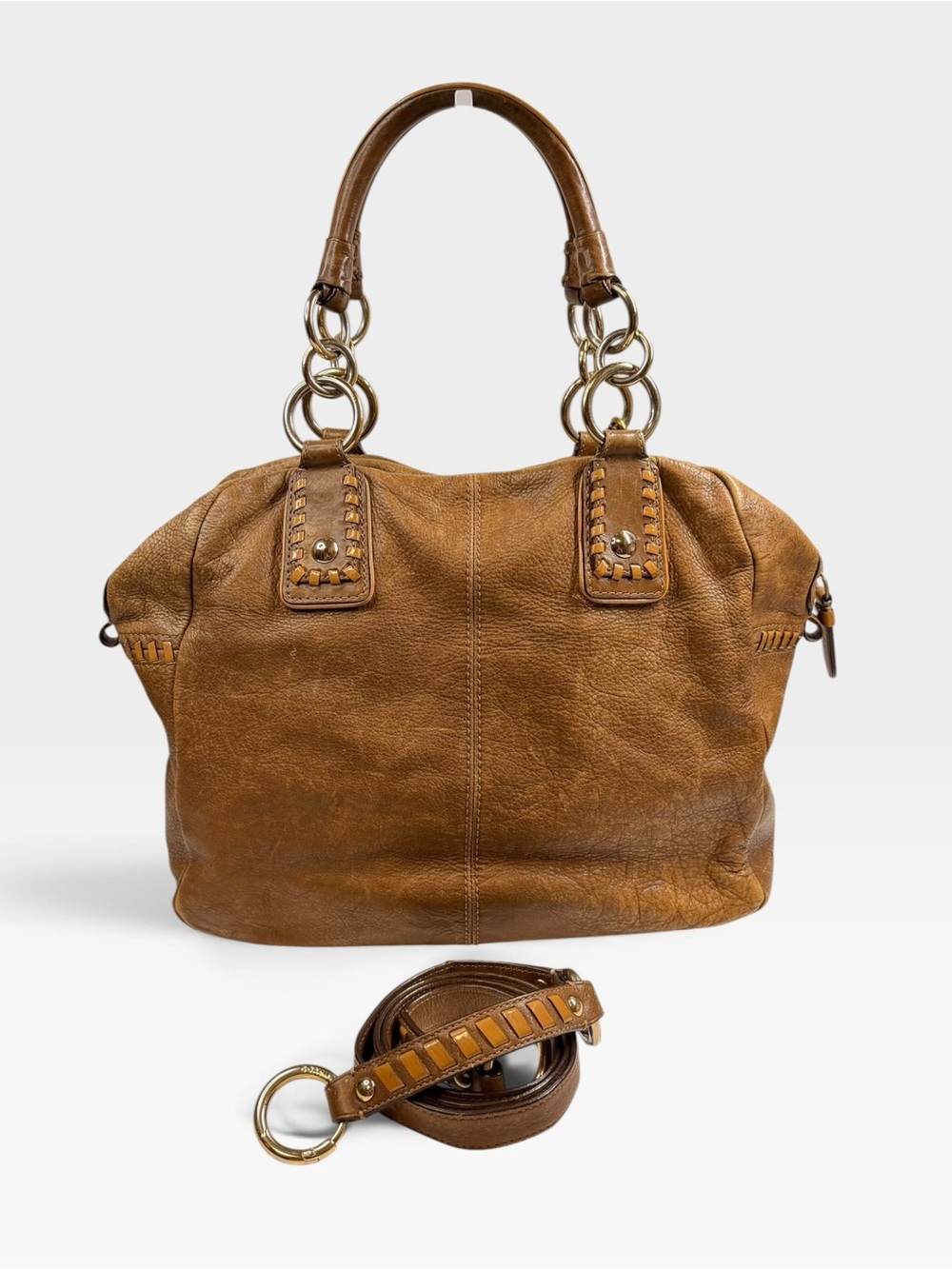๐ป Vintage Coach Whipstitch Turnlock Kisslock Slouchy Satchel โ RARE - Picture 5 of 15